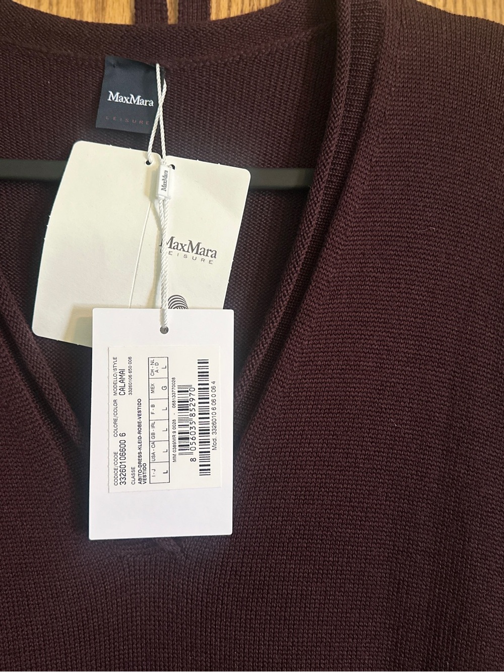 NWT Max Mara CALAMAI 100% Wool Maxi Dress with Original Belt, Size L